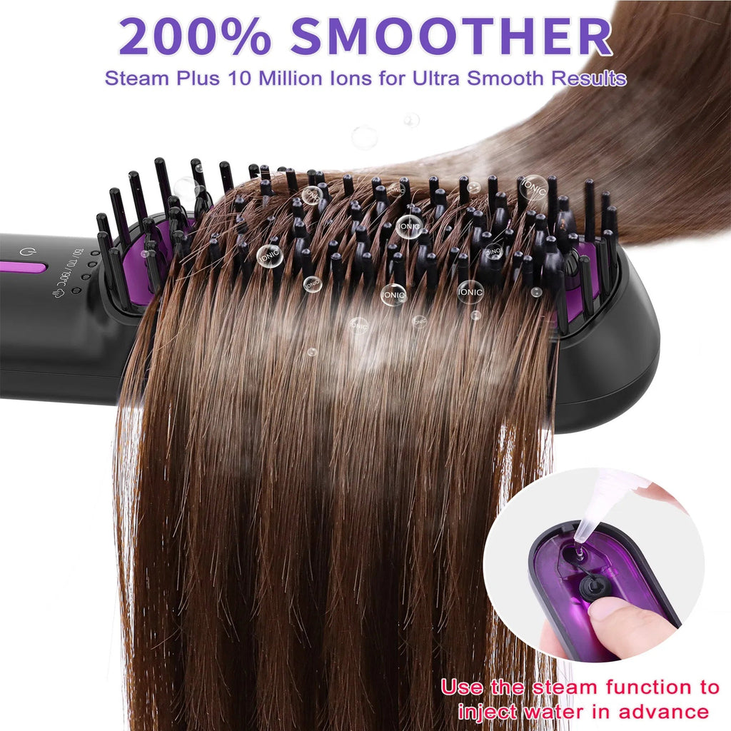 SteamSilk Pro™ Ionic Steam Hair Straightening Brush – Smooth, Frizz-Free Hair in Minutes