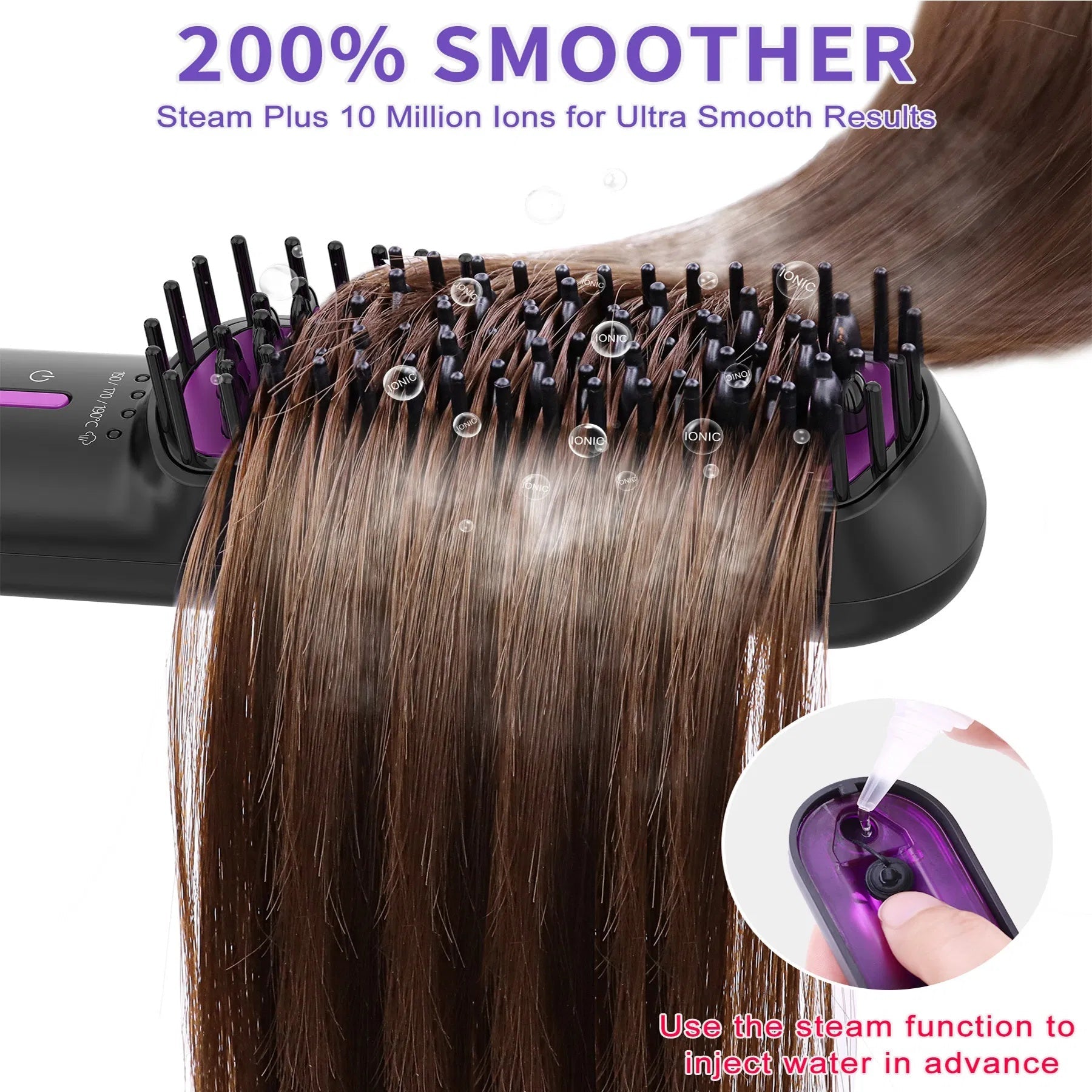 SteamSilk Pro™ Ionic Steam Hair Straightening Brush – Smooth, Frizz-Free Hair in Minutes