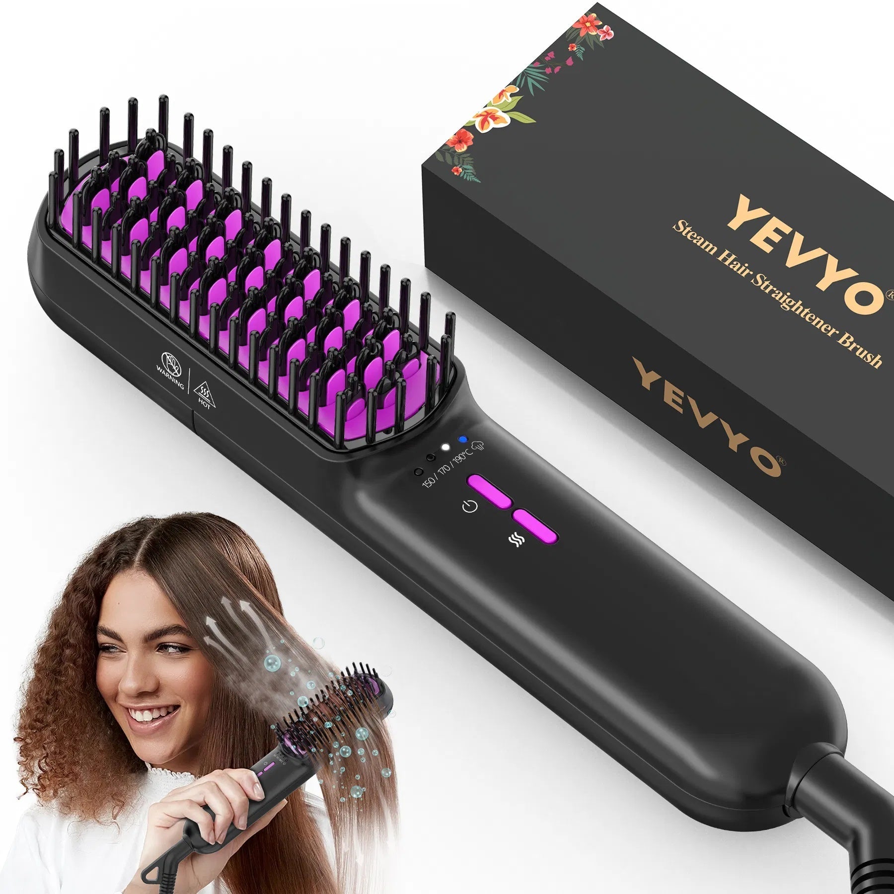 SteamSilk Pro™ Ionic Steam Hair Straightening Brush – Smooth, Frizz-Free Hair in Minutes