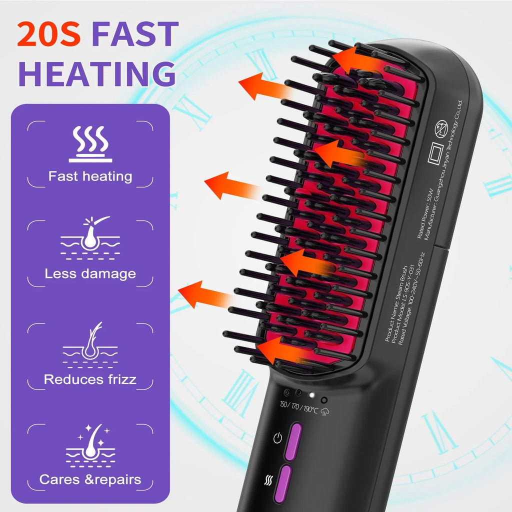 SteamSilk Pro™ Ionic Steam Hair Straightening Brush – Smooth, Frizz-Free Hair in Minutes